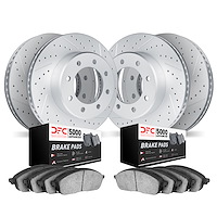 2504-40107 Geoperformance Drilled/Slotted Rotors w/5000 Advanced Brake Pads Kit, Fits Select Mopar, Position: Front and Rear