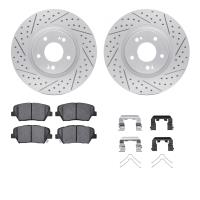 2512-03003 Geoperformance Drilled/Slotted Rotors w/5000 Advanced Brake Pads Kit & Hardware, Fits Select Kia/Hyundai/Genesis, Pos