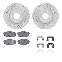 2512-03027 Geoperformance Drilled/Slotted Rotors w/5000 Advanced Brake Pads Kit & Hardware, 2017-2019 Kia/Hyundai/Genesis, Posit