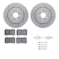 2512-03045 Geoperformance Drilled/Slotted Rotors w/5000 Advanced Brake Pads Kit & Hardware, 2010-2016 Kia/Hyundai/Genesis, Posit
