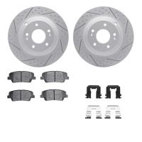 2512-03047 Geoperformance Drilled/Slotted Rotors w/5000 Advanced Brake Pads Kit & Hardware, 2010-2016 Kia/Hyundai/Genesis, Posit