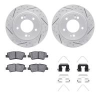 2512-03052 Geoperformance Drilled/Slotted Rotors w/5000 Advanced Brake Pads Kit & Hardware, Fits Select Kia/Hyundai/Genesis, Pos