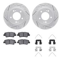 2512-03053 Geoperformance Drilled/Slotted Rotors w/5000 Advanced Brake Pads Kit & Hardware, Fits Select Kia/Hyundai/Genesis, Pos