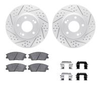 2512-03061 Geoperformance Drilled/Slotted Rotors w/5000 Advanced Brake Pads Kit & Hardware, Fits Select Kia/Hyundai/Genesis, Pos