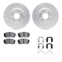 2512-03081 Geoperformance Drilled/Slotted Rotors w/5000 Advanced Brake Pads Kit & Hardware, Fits Select Kia/Hyundai/Genesis, Pos