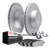 2512-03280 Geoperformance Drilled Brake Rotors w/5000 Advanced Brake Pads Kit & Hardware, Fits Select Kia/Hyundai/Genesis, Posit