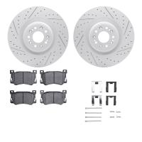 2512-10000 Geoperformance Drilled/Slotted Rotors w/5000 Advanced Brake Pads Kit & Hardware, Fits Select Kia/Hyundai/Genesis, Pos