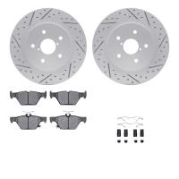 2512-13023 Geoperformance Drilled/Slotted Rotors w/5000 Advanced Brake Pads Kit & Hardware, Fits Select Subaru, Position: Rear