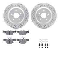 2512-13040 Geoperformance Drilled/Slotted Rotors w/5000 Advanced Brake Pads Kit & Hardware, Fits Select Subaru, Position: Rear