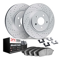 2512-20032 Geoperformance Drilled/Slotted Rotors w/5000 Advanced Brake Pads Kit & Hardware, 2017-2019 Multiple Makes/Models, Pos