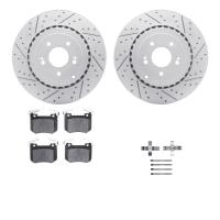 2512-21035 Geoperformance Drilled/Slotted Rotors w/5000 Advanced Brake Pads Kit & Hardware, Fits Select Kia/Hyundai/Genesis, Pos