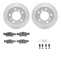 2512-40013 Geoperformance Drilled/Slotted Rotors w/5000 Advanced Brake Pads Kit & Hardware, 2002-2006 Multiple Makes/Models, Pos