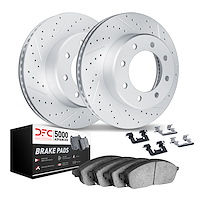 2512-54579 Geoperformance Drilled/Slotted Rotors w/5000 Advanced Brake Pads Kit & Hardware, Fits Select Ford/Lincoln/Mercury/Maz
