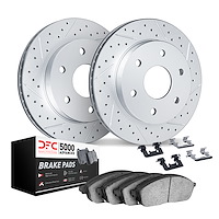 2512-63042 Geoperformance Drilled/Slotted Rotors w/5000 Advanced Brake Pads Kit & Hardware, Fits Select Multiple Makes/Models, P
