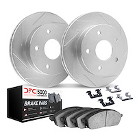 2512-63313 Geoperformance Slotted Brake Rotors w/5000 Advanced Brake Pads Kit & Hardware, Fits Select Mercedes-Benz, Position: F