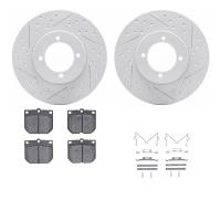 2512-67000 Geoperformance Drilled/Slotted Rotors w/5000 Advanced Brake Pads Kit & Hardware, 1970-1973 Infiniti/Nissan, Position: