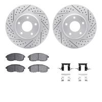 2512-67015 Geoperformance Drilled/Slotted Rotors w/5000 Advanced Brake Pads Kit & Hardware, 2002-2006 Infiniti/Nissan, Position: