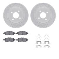 2512-67032 Geoperformance Drilled/Slotted Rotors w/5000 Advanced Brake Pads Kit & Hardware, 2012-2019 Infiniti/Nissan, Position: