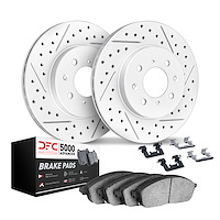 2512-67053 Geoperformance Drilled/Slotted Rotors w/5000 Advanced Brake Pads Kit & Hardware, Fits Select Infiniti/Nissan, Positio
