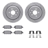 2512-68005 Geoperformance Drilled/Slotted Rotors w/5000 Advanced Brake Pads Kit & Hardware, 2007-2015 Infiniti/Nissan, Position: