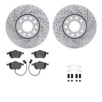 2512-73029 Geoperformance Drilled/Slotted Rotors w/5000 Advanced Brake Pads Kit & Hardware, 1992-1998 Audi/Volkswagen, Position: