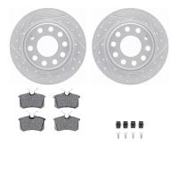 2512-73038 Geoperformance Drilled/Slotted Rotors w/5000 Advanced Brake Pads Kit & Hardware, 2000-2008 Audi/Volkswagen, Position: