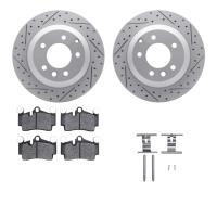 2512-74064 Geoperformance Drilled/Slotted Rotors w/5000 Advanced Brake Pads Kit & Hardware, 2003-2010 Multiple Makes/Models, Pos