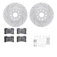 2512-75016 Geoperformance Drilled/Slotted Rotors w/5000 Advanced Brake Pads Kit & Hardware, Fits Select Lexus/Toyota/Scion, Posi