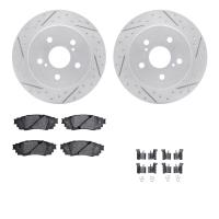2512-75035 Geoperformance Drilled/Slotted Rotors w/5000 Advanced Brake Pads Kit & Hardware, Fits Select Lexus/Toyota/Scion, Posi