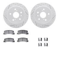 2512-76007 Geoperformance Drilled/Slotted Rotors w/5000 Advanced Brake Pads Kit & Hardware, 1992-1996 Lexus/Toyota/Scion, Positi