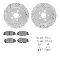 2512-76059 Geoperformance Drilled/Slotted Rotors w/5000 Advanced Brake Pads Kit & Hardware, Fits Select Lexus/Toyota/Scion, Posi