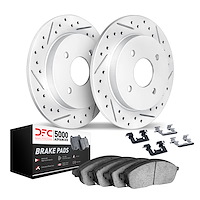 2512-80036 Geoperformance Drilled/Slotted Rotors w/5000 Advanced Brake Pads Kit & Hardware, Fits Select Multiple Makes/Models, P