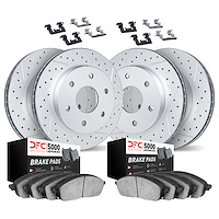 2514-68011 Geoperformance Drilled/Slotted Rotors w/5000 Advanced Brake Pads Kit & Hardware, Fits Select Infiniti/Nissan, Positio