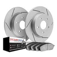 2602-20015 Geoperformance Slotted Brake Rotors w/5000 Euro Ceramic Brake Pads Kit, 2001-2004 Multiple Makes/Models, Position: Re