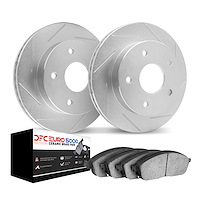 2602-74138 Geoperformance Slotted Brake Rotors w/5000 Euro Ceramic Brake Pads Kit, Fits Select Multiple Makes/Models, Position: