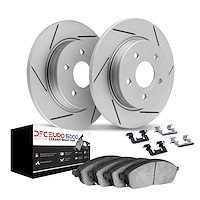 2612-32044 Geoperformance Slotted Brake Rotors w/5000 Euro Ceramic Brake Pads Kit & Hardware, Fits Select Multiple Makes/Models,