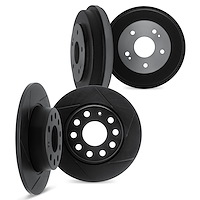 3004-19003 Slotted Brake Rotors & Drums Kit [Black], 1990-1992 Daihatsu, Position: Front and Rear