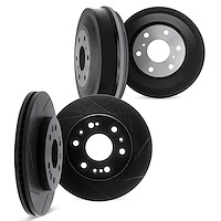 3004-67013 Slotted Brake Rotors & Drums Kit [Black], 1998-2004 Infiniti/Nissan, Position: Front and Rear