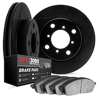 3102-92007 Slotted Brake Rotors with 3000-Series Semi-Metallic Brake Pads Kit [Black], 1998-2012 Ford/Lincoln/Mercury/Mazda, Pos