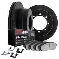 3112-40008 Slotted Brake Rotors with 3000-Series Semi-Metallic Brake Pads Kit & Hardware [Black], 1973-1974 Mopar, Position: Fro