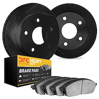 3202-47009 Slotted Brake Rotors w/Heavy-Duty Brake Pads [Black], 1969-1974 GM, Position: Front