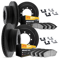 3214-99060 Slotted Brake Rotors w/Heavy-Duty Brake Pads Kit & Hardware [Black], 2005-2007 Ford/Lincoln/Mercury/Mazda, Position: 