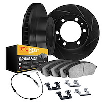 3222-40011 Slotted Brake Rotors w/Heavy-Duty Brake Pads/Sensor & Hardware Kit [Black], 2007-2021 Multiple Makes/Models, Position