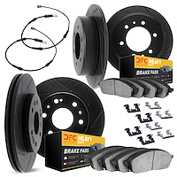 3224-40013 Slotted Brake Rotors w/Heavy-Duty Brake Pads/Sensor & Hardware Kit [Black], Fits Select Multiple Makes/Models, Positi