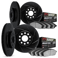 3404-45002 Slotted Brake Rotors with Ultimate-Duty Brake Pads Kit [Black], 2015-2017 GM, Position: Front and Rear