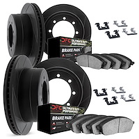 3414-54021 Slotted Brake Rotors with Ultimate-Duty Brake Pads Kit & Hardware [Black], 1999-2002 Ford/Lincoln/Mercury/Mazda, Posi