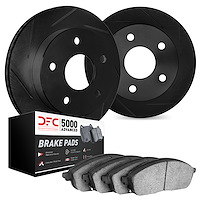 3502-92003 Slotted Brake Rotors w/5000 Advanced Brake Pads Kit [Black], 2003-2017 Audi/Volkswagen, Position: Front