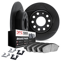 3512-76060 Slotted Brake Rotors w/5000 Advanced Brake Pads Kit & Hardware [Black], 1992-2003 Lexus/Toyota/Scion, Position: Rear