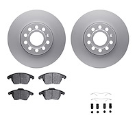 4312-74033 Geospec Brake Rotors with 3000-Series Ceramic Brake Pads & Hardware, 2005-2018 Audi/Volkswagen, Position: Front