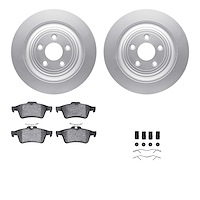 4512-20042 Geospec Brake Rotors w/5000 Advanced Brake Pads Kit & Hardware, 2006-2015 Jaguar, Position: Rear